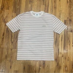 Palace Men's Short Sleeve Tee - Cream and Brown Stripes
